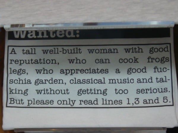 A Most Creative Personals Ad